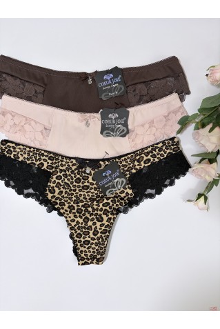 Трусики бразилиана из микрофибры и кружева Coeur Joie 2366
